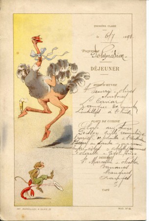 Speisekarte von Auguste Vimar 1898